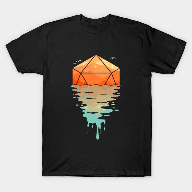 Rippling d20 - DnD Dungeons & Dragons D&D T-Shirt by Glassstaff